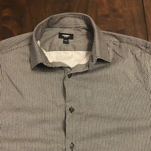 Express Men's Black and White Patterned Shirt